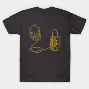 Portable Tape Player (Vivid Yellow Lines) Analog / Music T-Shirt